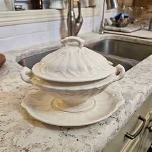 Cream Ironstone (ROYAL STAFFORDSHIRE) Ceramic Tureen with Matching Underplate